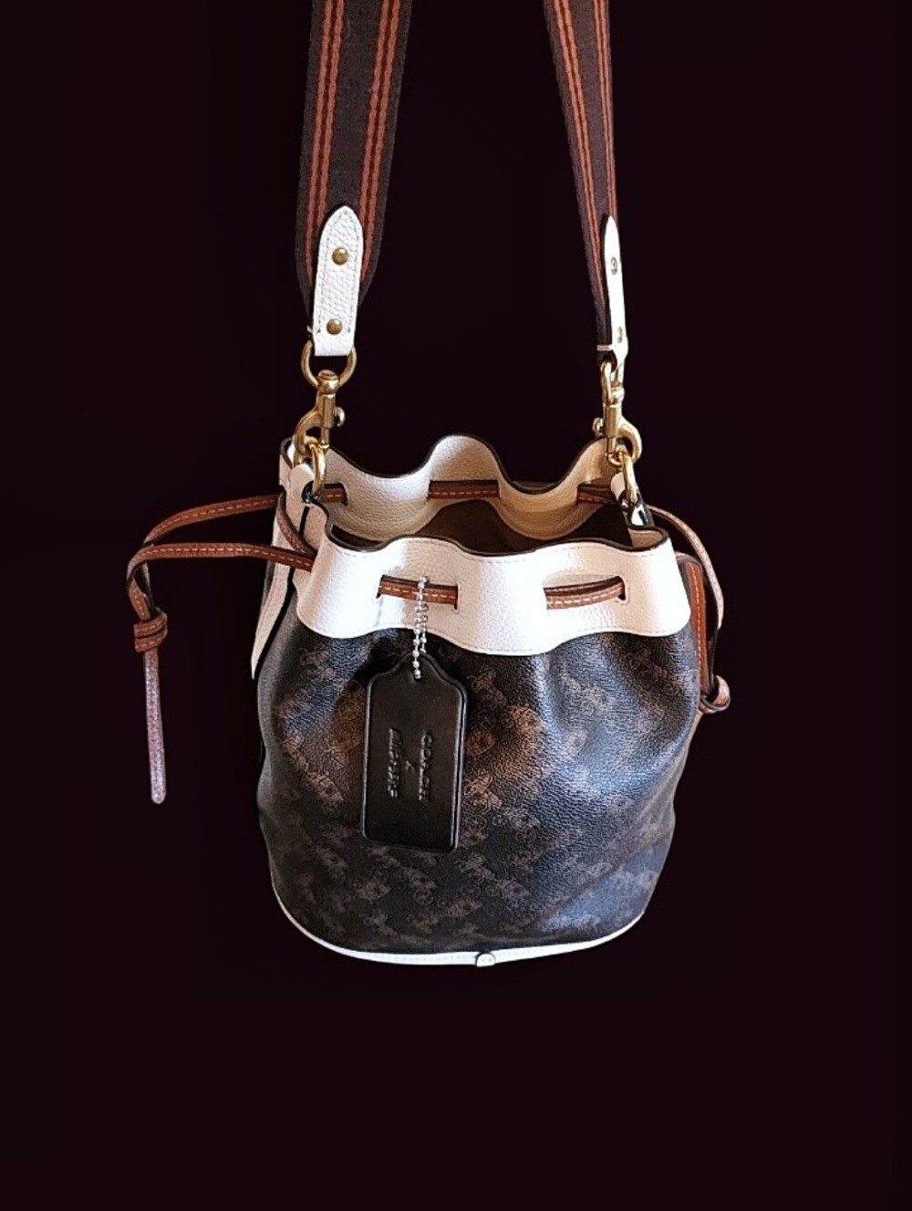 Coach Field Bucket Bag Horse & Carriage Print Crossbody Bag